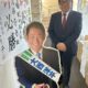 東京16区(江戸川区)大西洋平候補のパネルがお出迎え